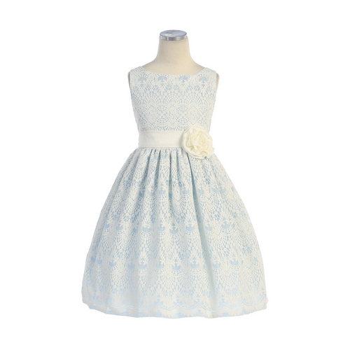Light Blue Sweet Vintage Lace Dress