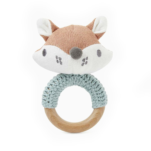 Felix Fox Knit Baby Ring Rattle