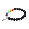 KL22b 7 Chakra Lava Bracelet with Silver Fern