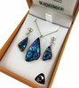 Paua Pendant and Earring Set Silvertone Boxed