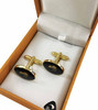 Kiwi Cufflinks Black Background Gold Plated Boxed