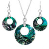 Paua Creole Wave Pendant & Earrings