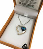 Paua Heart Pendant Silvertone Boxed