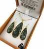 NZ Pounamu Pendant and Earrings Set Gold Plated Boxed