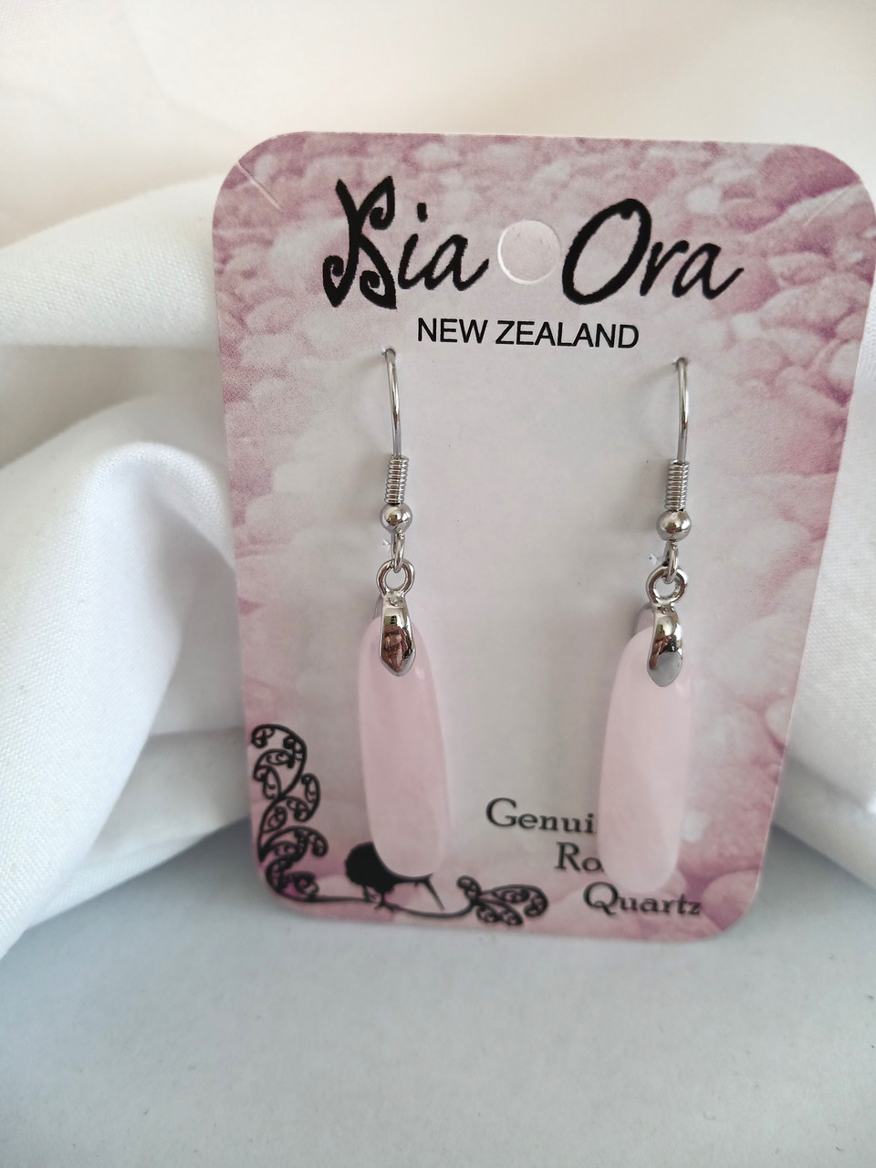 GER-KGEB2r Rose Quartz Teardrop Earrings Beachcomber