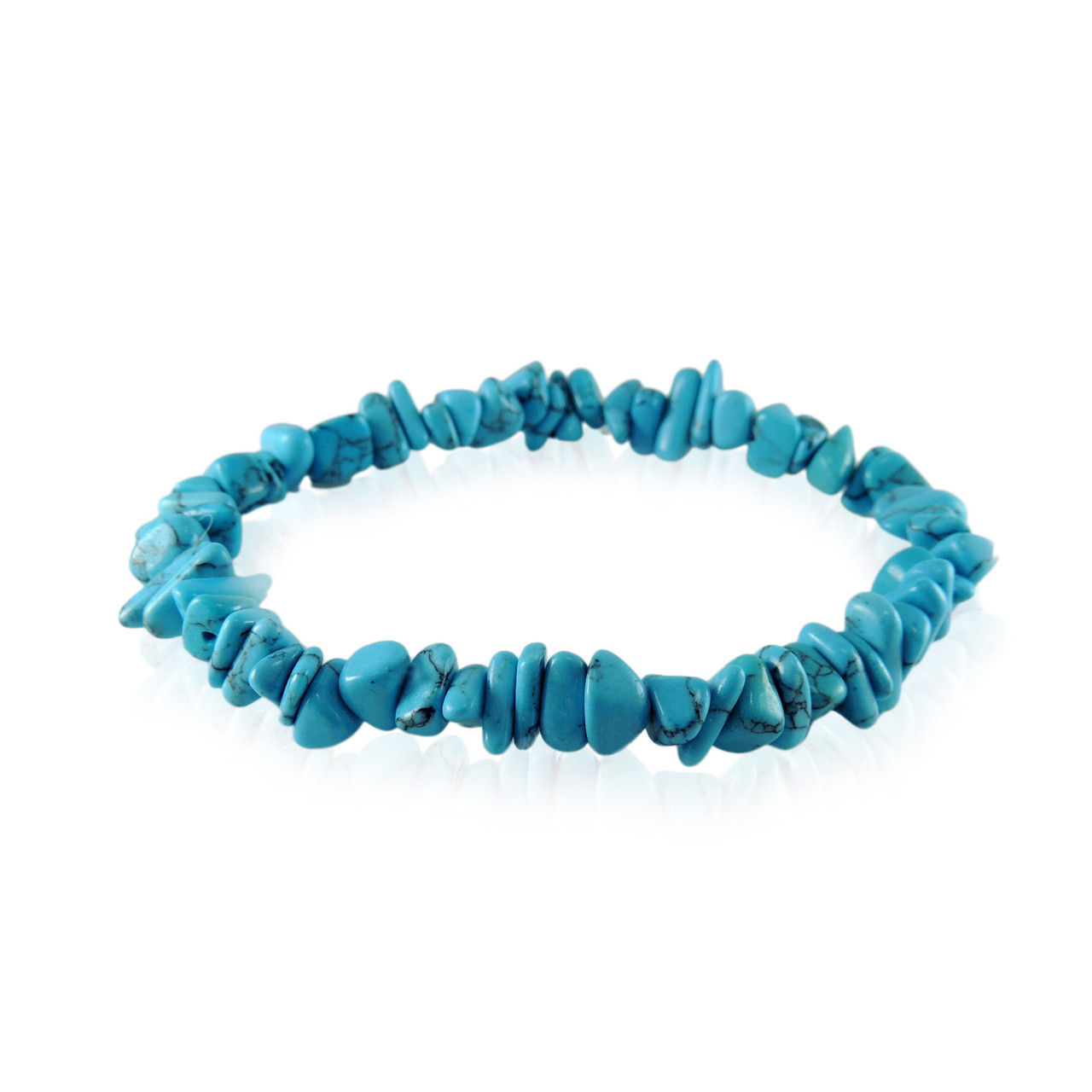 GBTQ-KGB1tq Turquoise Howlite Chip Elastic Bracelet