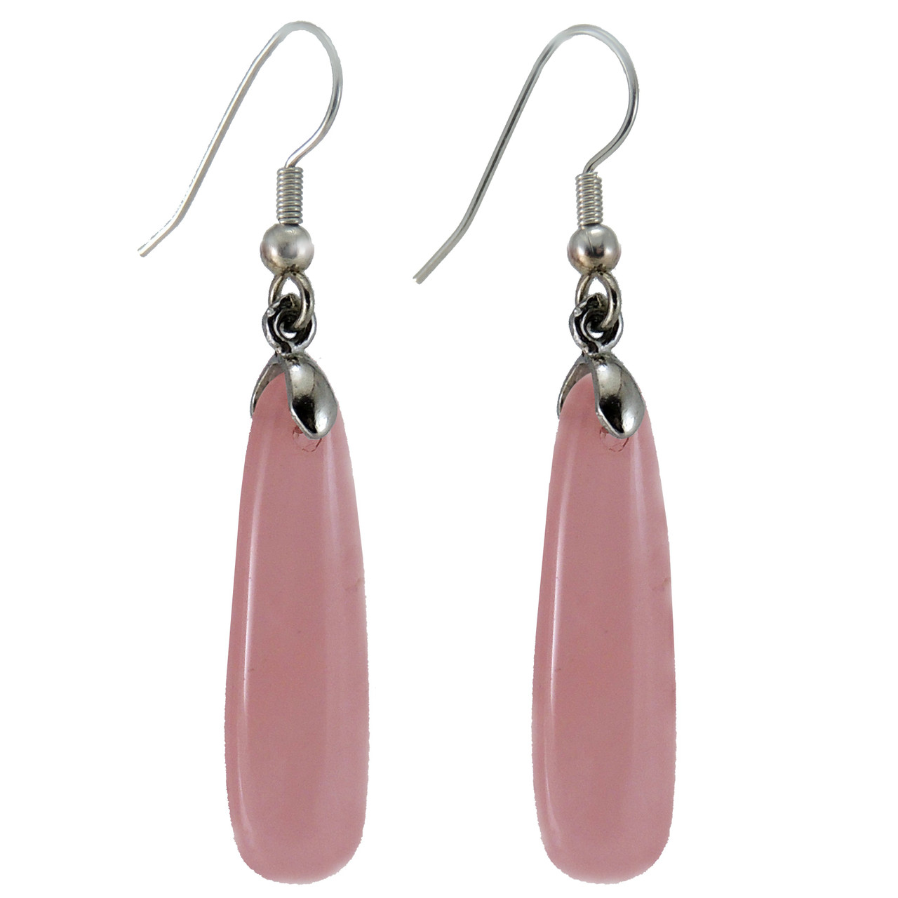 Rose quartz shop teardrop earrings