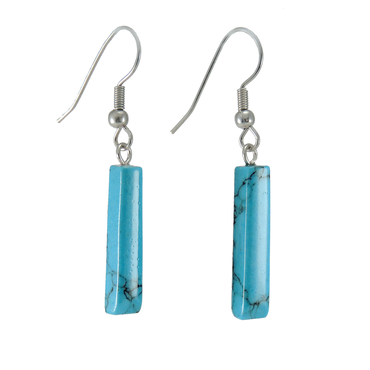 Turquoise Howlite Bar Earrings