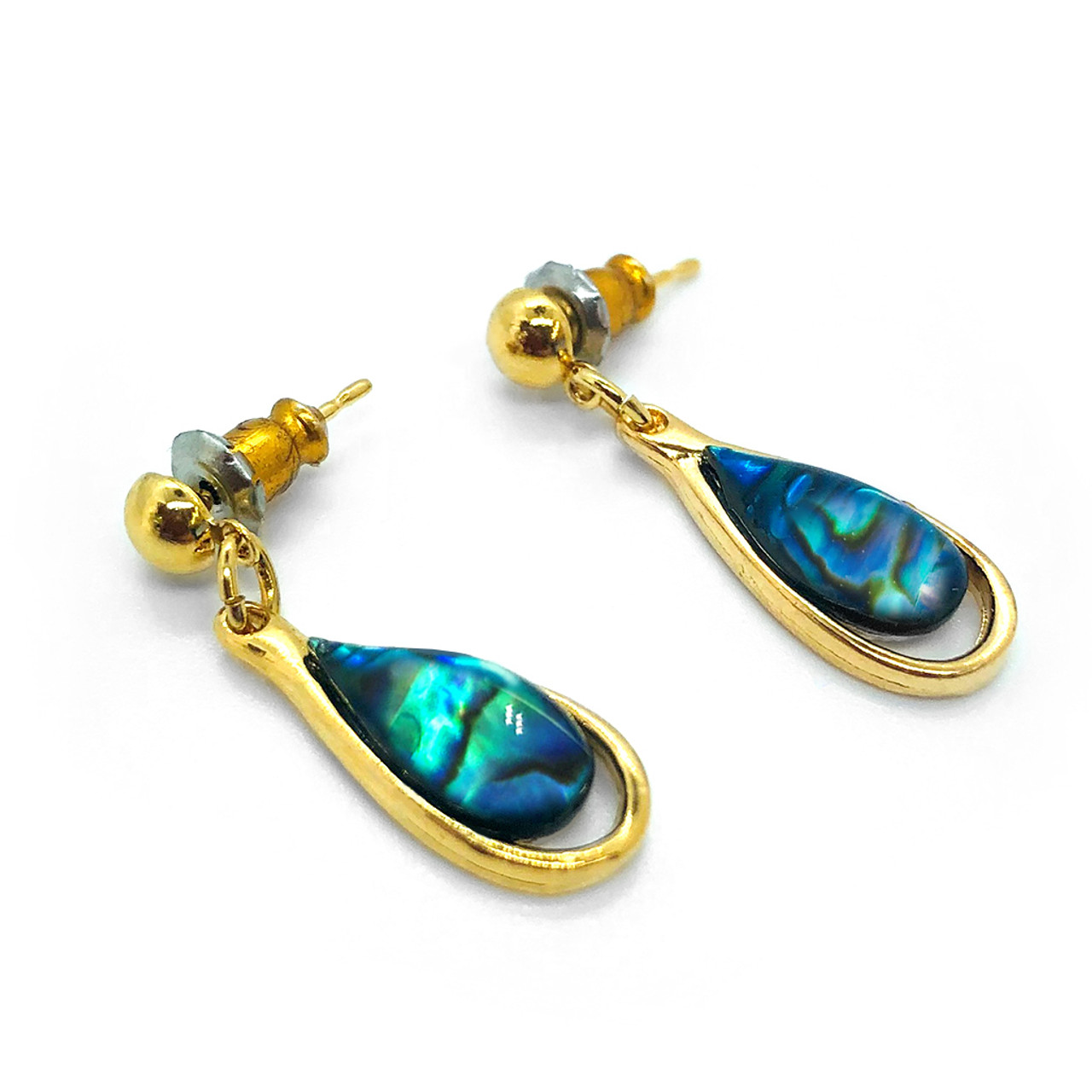 Paua Earrings Gold Plated
