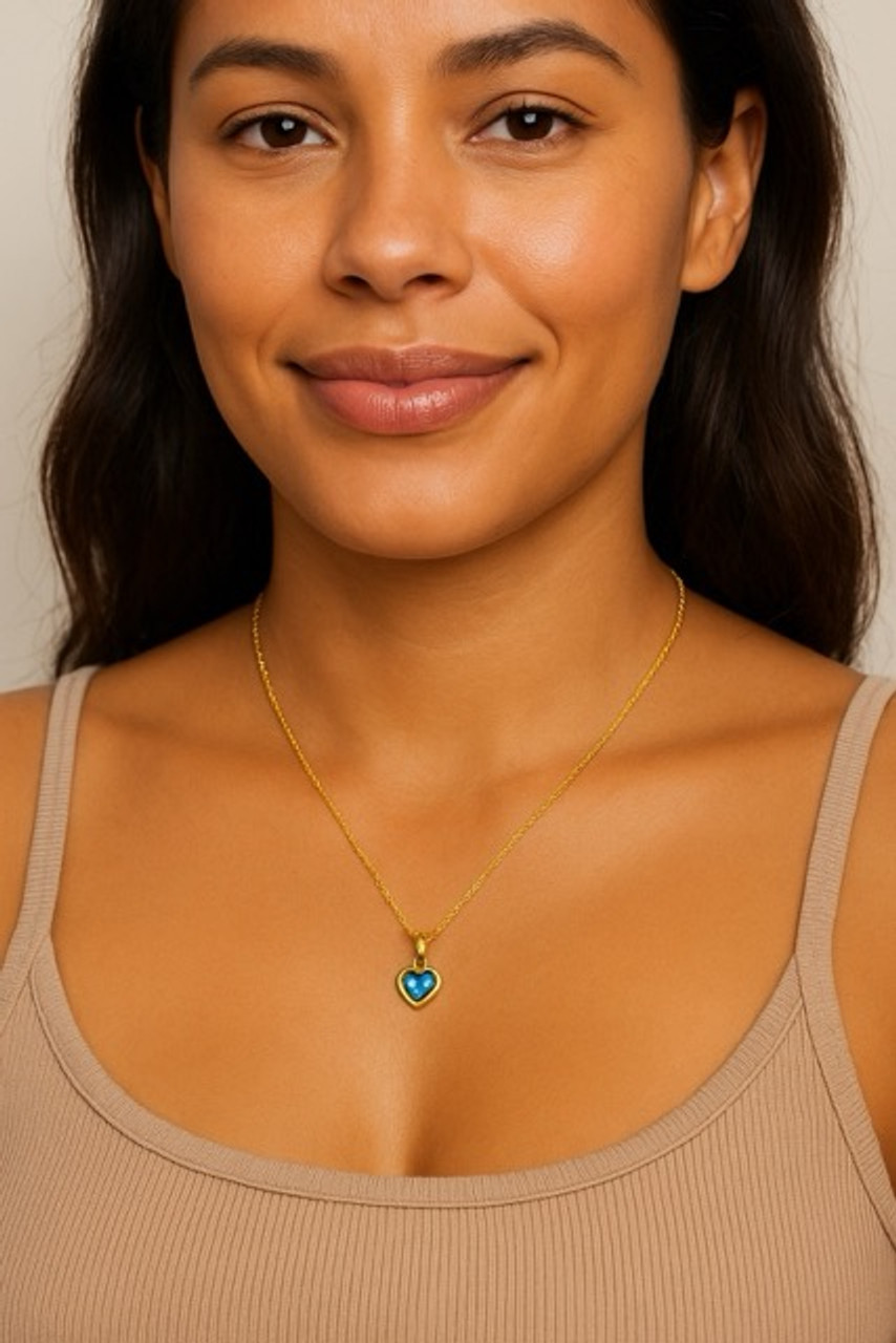 BBJ1119P Paua Love Heart Pendant Gold Plated Boxed