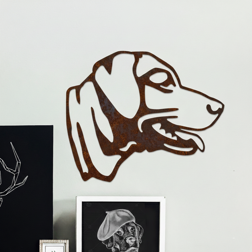 Labrador Head Corten Steel Wall Art - aged patina