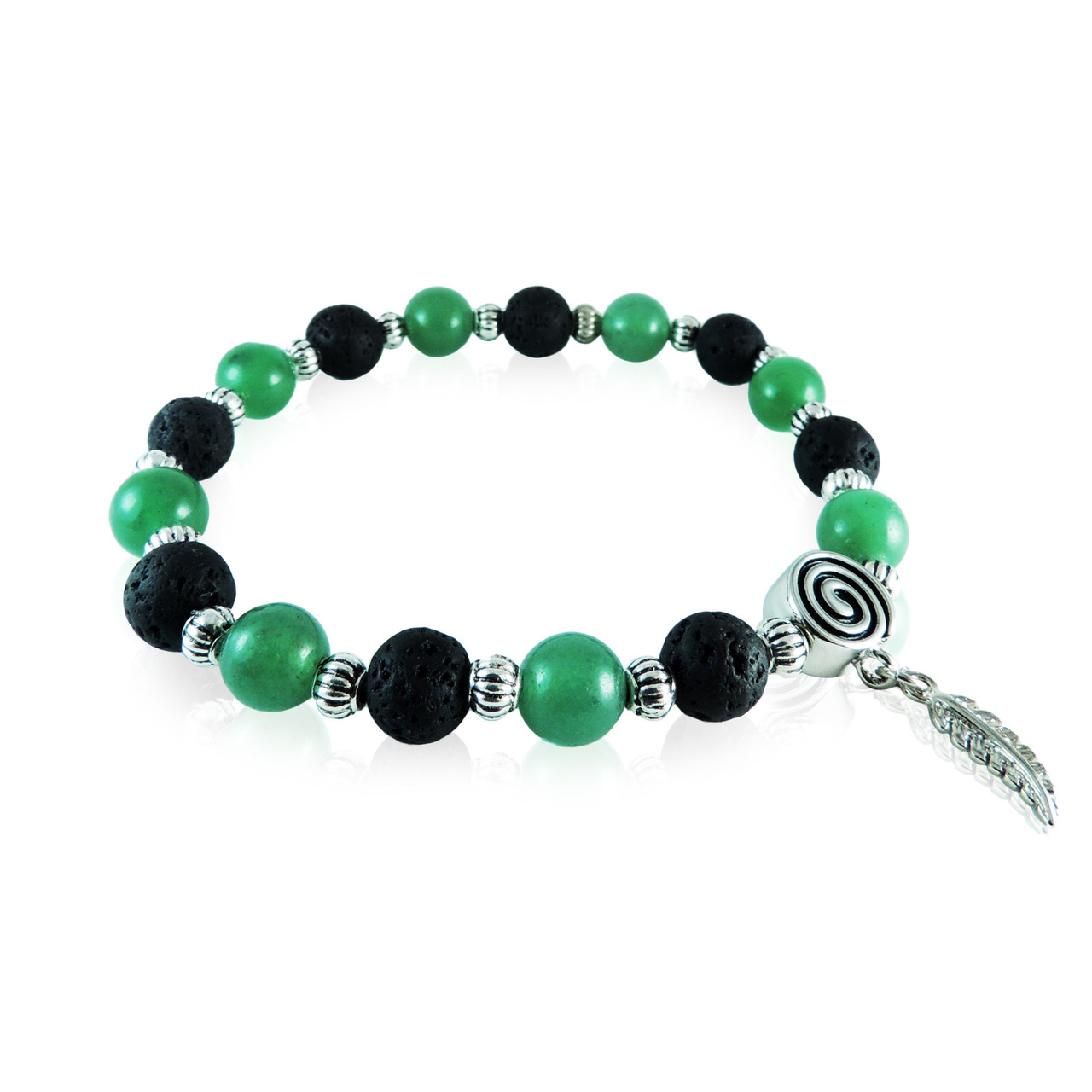 KL26b Aventurine Lava Bracelet with Silver Fern