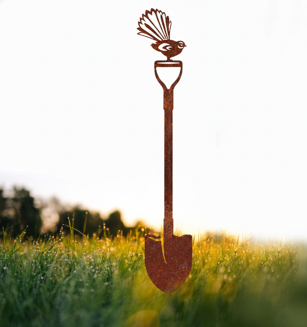 Aged  Corten Steel Fantail on Spade
