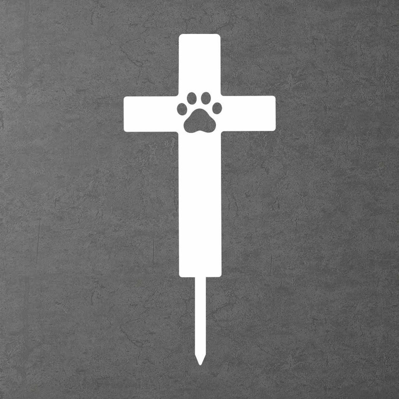 BAMC188 Pet Cross Steel Garden Art White