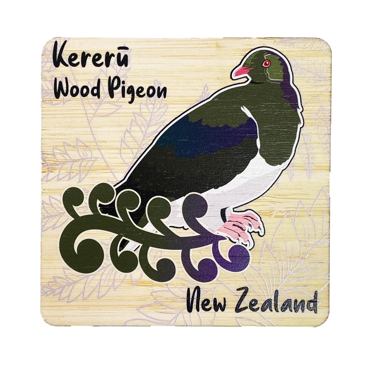 A-BACS702 Bamboo Coaster Kereru