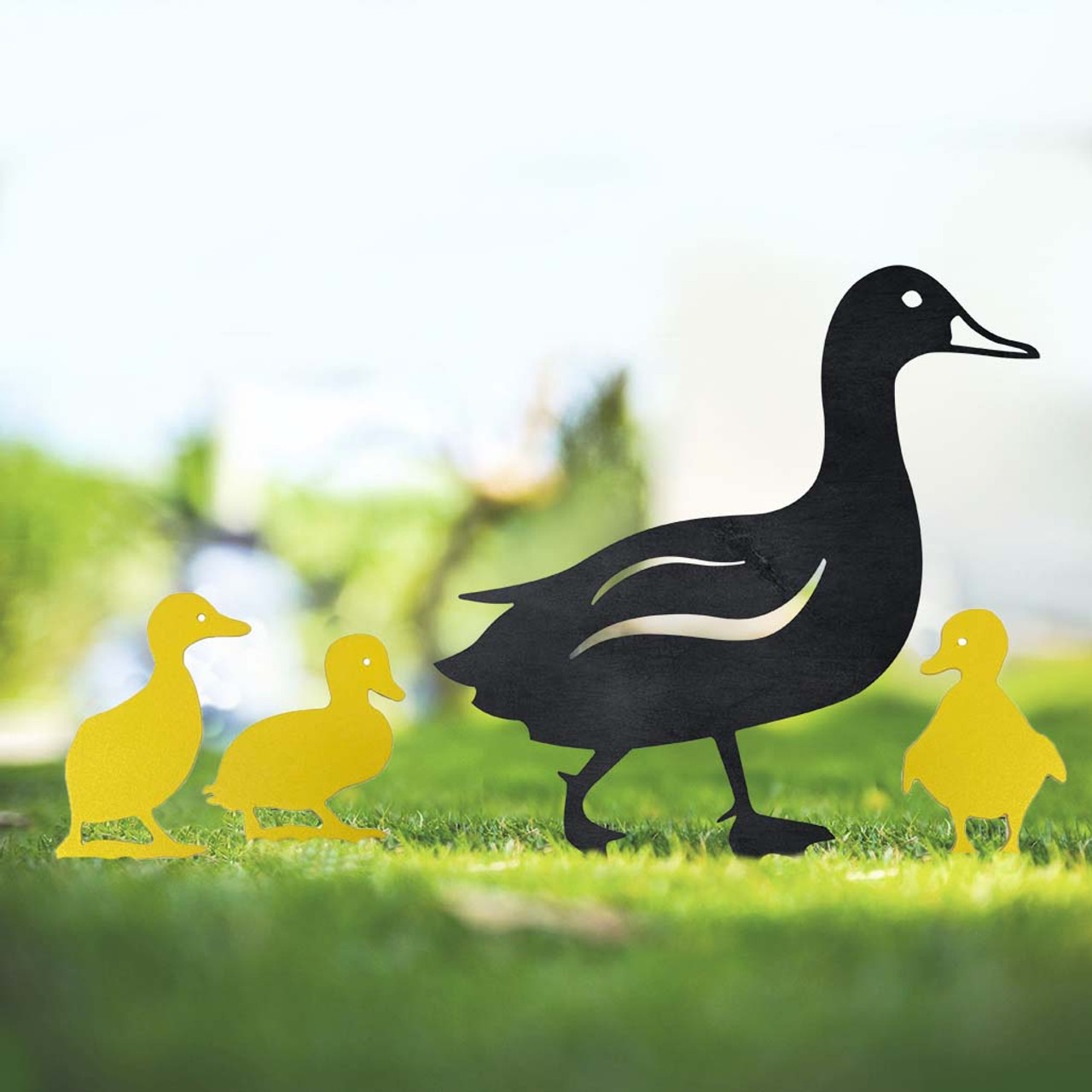 BAMEY209 Duckling 1  Steel Garden Art Yellow