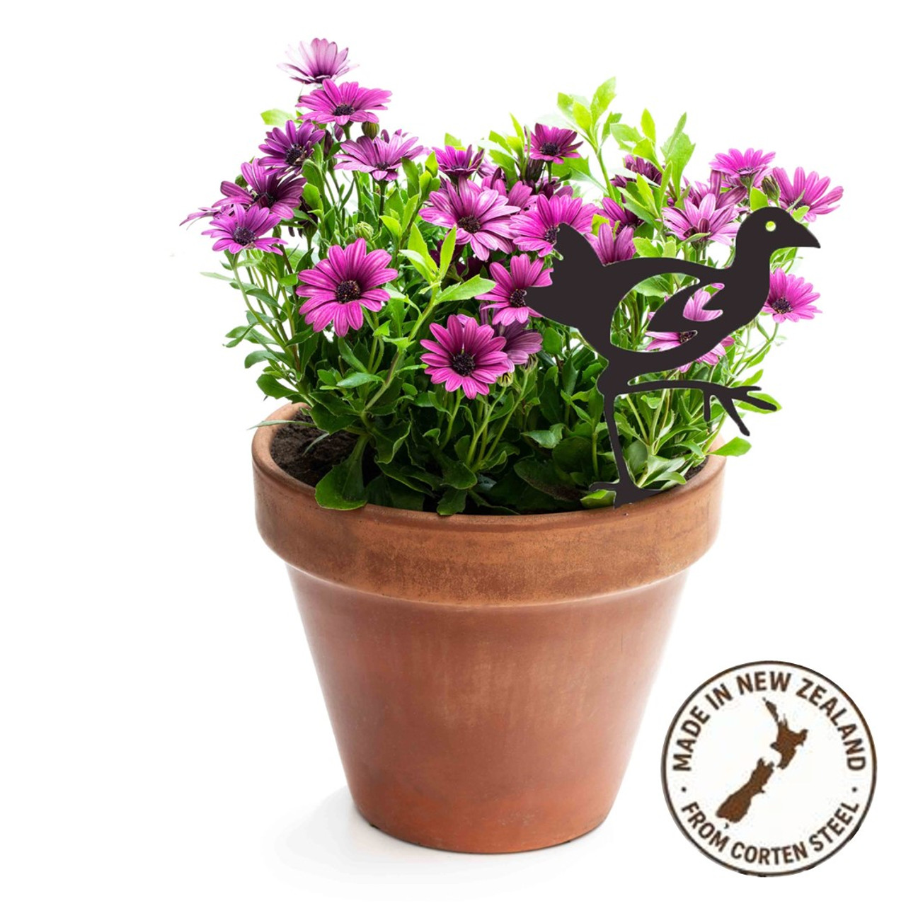 BAMA307 Pukeko Corten Steel Pot Plant Art BAMA307 Pukeko Corten Steel Pot Plant Art