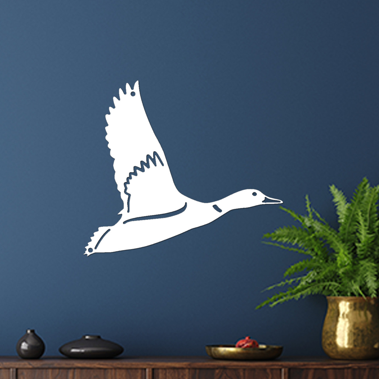 BAMC612 Flying Duck XL Steel Wall Art White