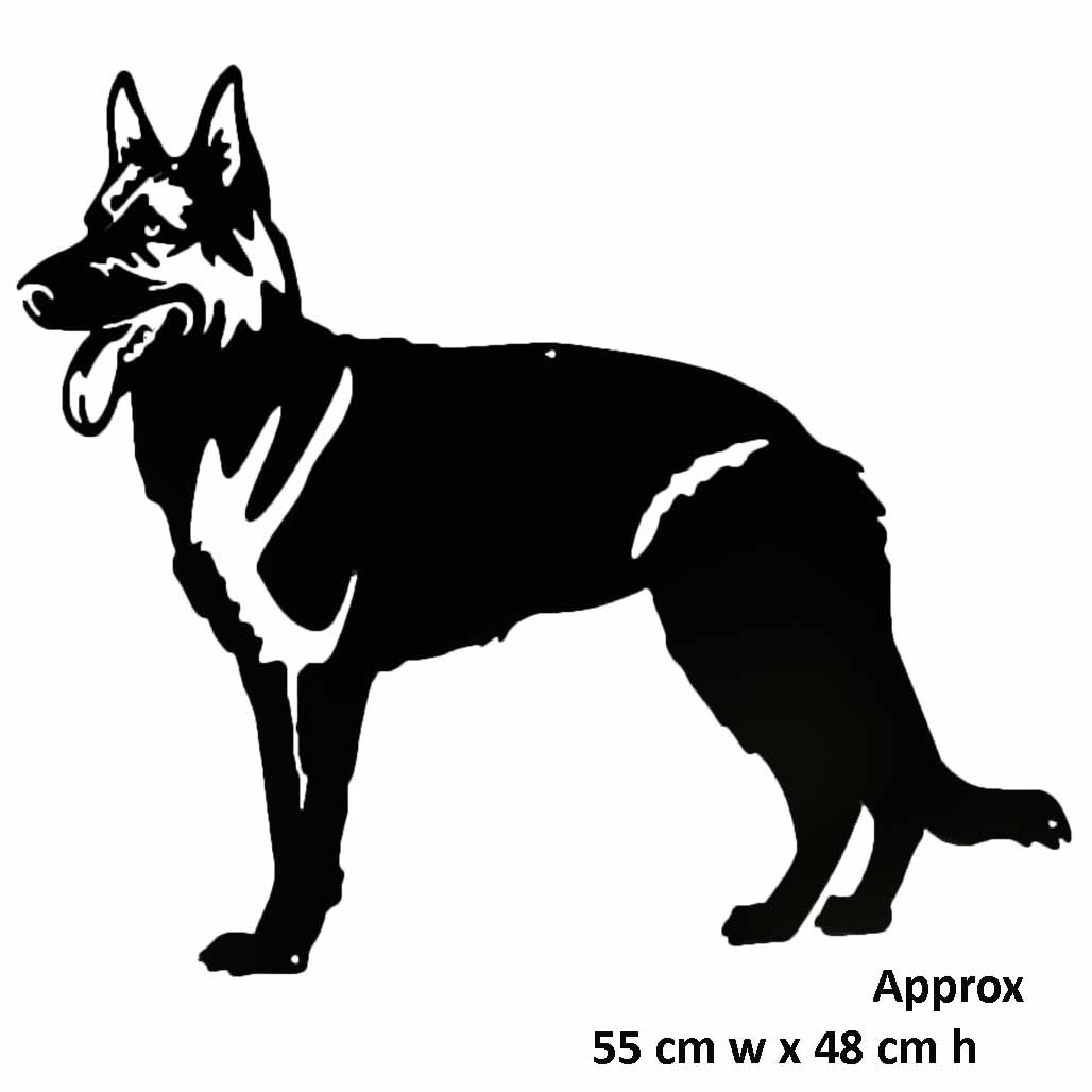 German Shepherd Steel Wall Art Black