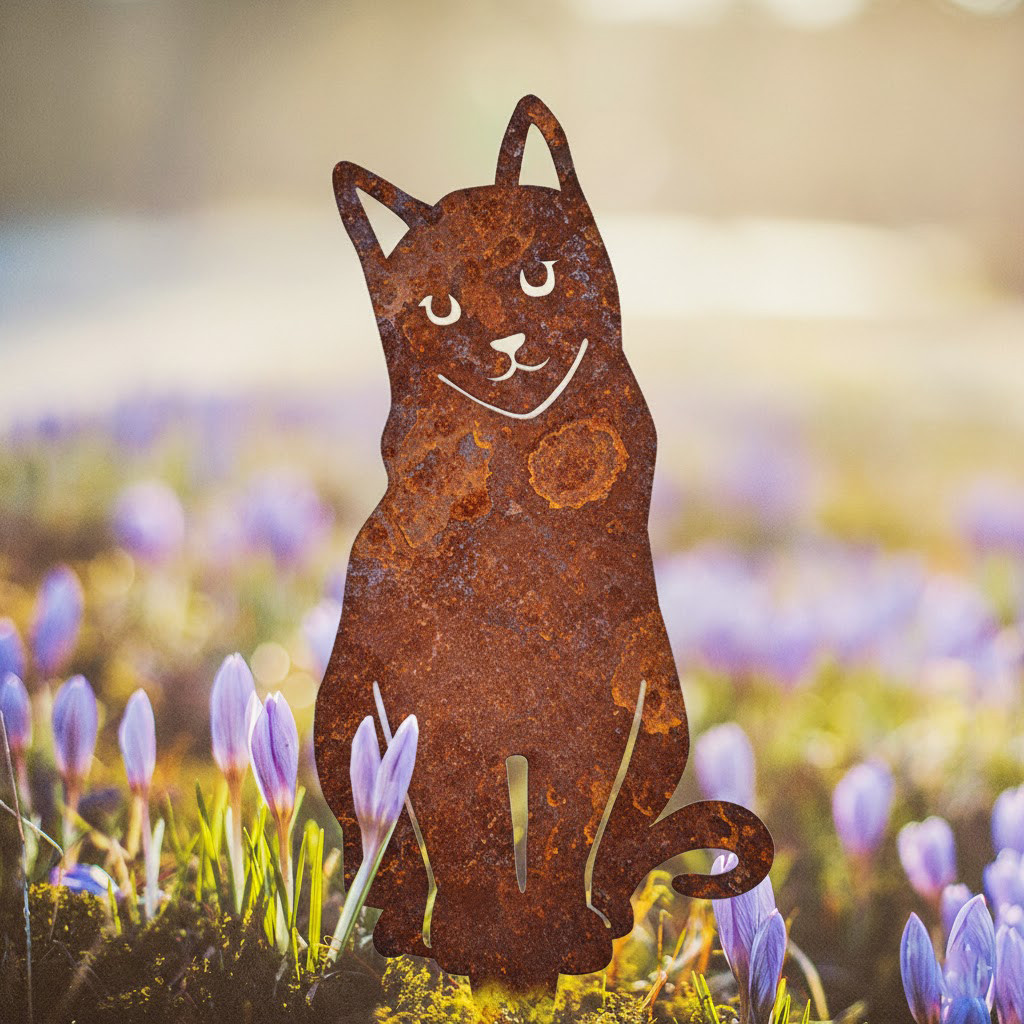 Cat corten steel aged patina