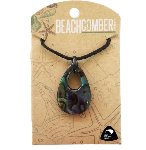 Teardrop Pāua Pendant - Carded