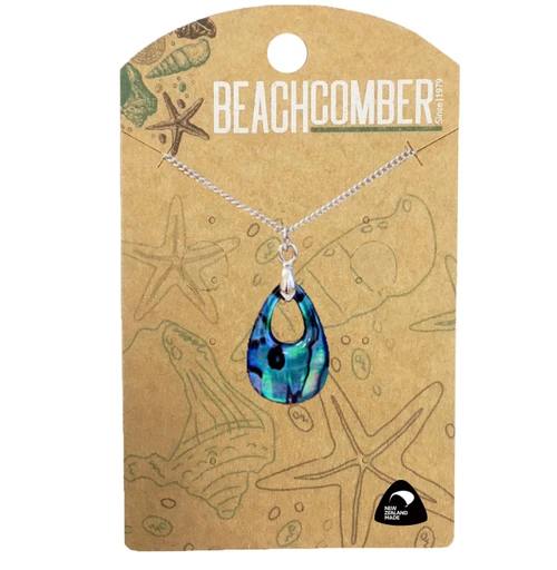 Small Teardrop Pāua Pendant - Carded