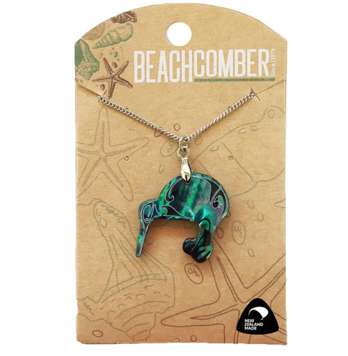 Kiwi paua pendant on chain
