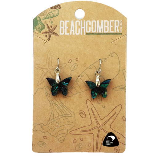 BCJ1523E Paua Earrings Small Butterflies