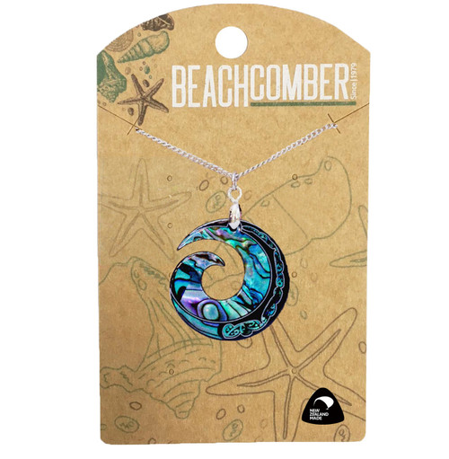 Paua Pendant Small Koru Tattoo Carded