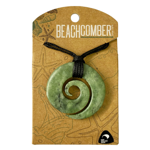 NZ Pounamu Koru Pendant Carded