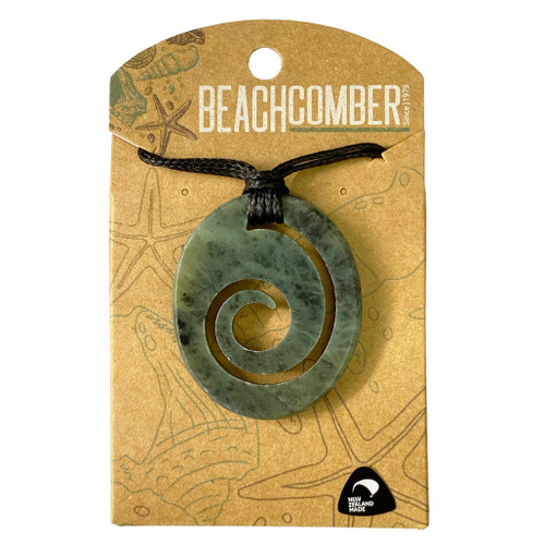 Oval Koru Greenstone Pendant