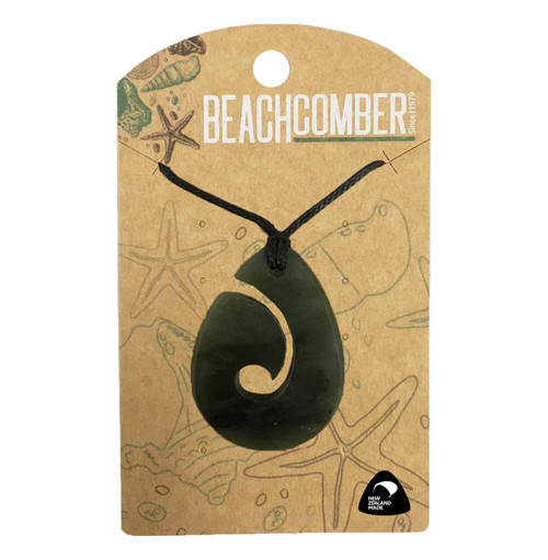 NZ Pounamu Hei Matau Pendant Carded
