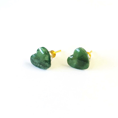 NZ Pounamu Love Heart Earrings