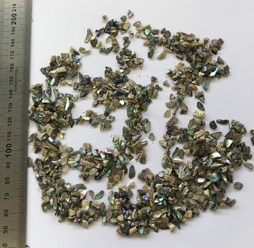 Very small chips of Highly Polished Paua Shell.