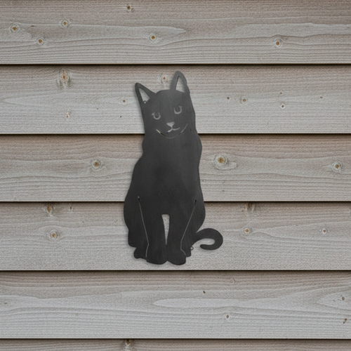 Cat Sitting Front Corten Steel Wall Art