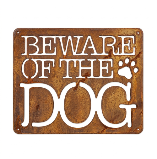 Beware of the Dog Metal Sign – Corten Steel