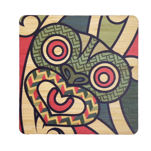 A-BACS715 Bamboo Coaster Tiki Mask