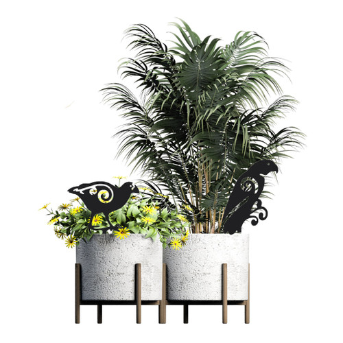 BAMD309 Takahe Steel Pot Plant Art Black