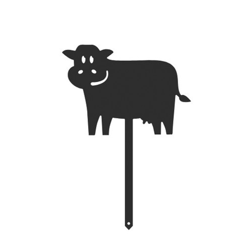 Mini Cow Garden Art – Black Steel