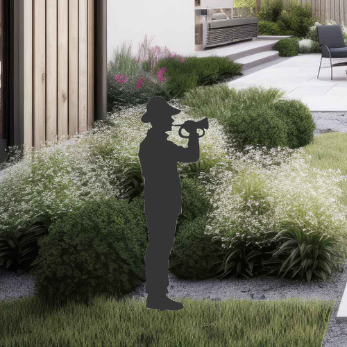 Medium Soldier Bugler Garden Art – Corten Steel