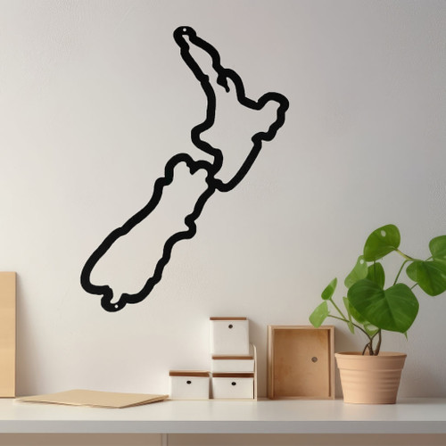 Large New Zealand Map Metal Wall Art – Black Steel