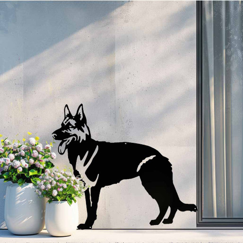 German Shepherd Steel Wall Art Black