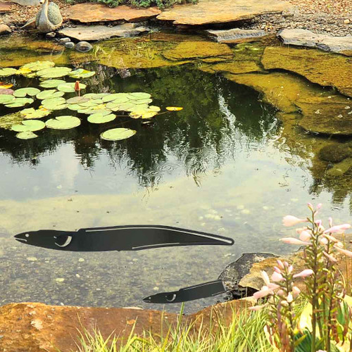 Large Eel Garden Art – Black Steel