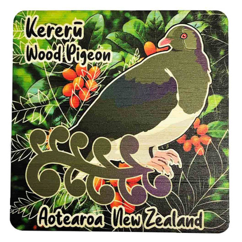 Kereru Woodpigeon Bamboo Colourful Coaster