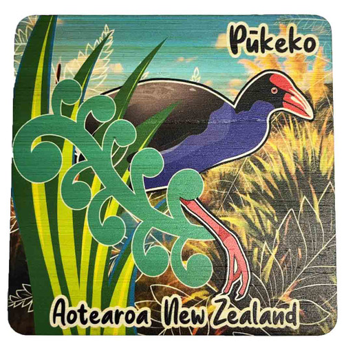 Pukeko Bamboo Colourful Coaster