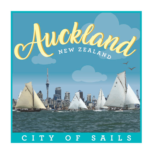 Auckland Sails Colourful Bamboo Coaster