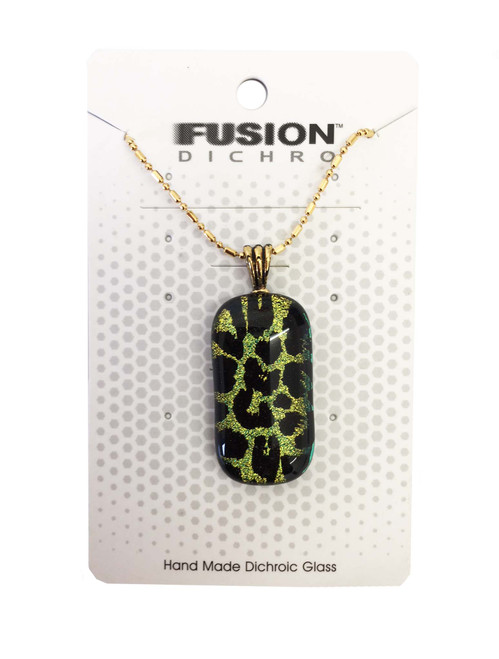 Dichroic Glass Gold Animal Print Pendant