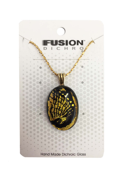 Dichroic Glass Gold Paua Shell Pendant