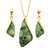 NZ Pounamu Pendant and Earrings Set Gold Plated