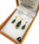 NZ Pounamu Pendant and Earrings Set Gold Plated Boxed